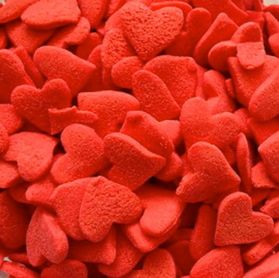 2.4 OZ. Edible Jumbo Red Hearts Confetti - Edible Cake Decoration - Baking Candy Making Party Supplies Il_570xn