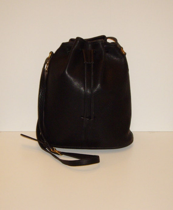 COACH Drawstring Bucket Bag Vintage Black Leather Shoulder