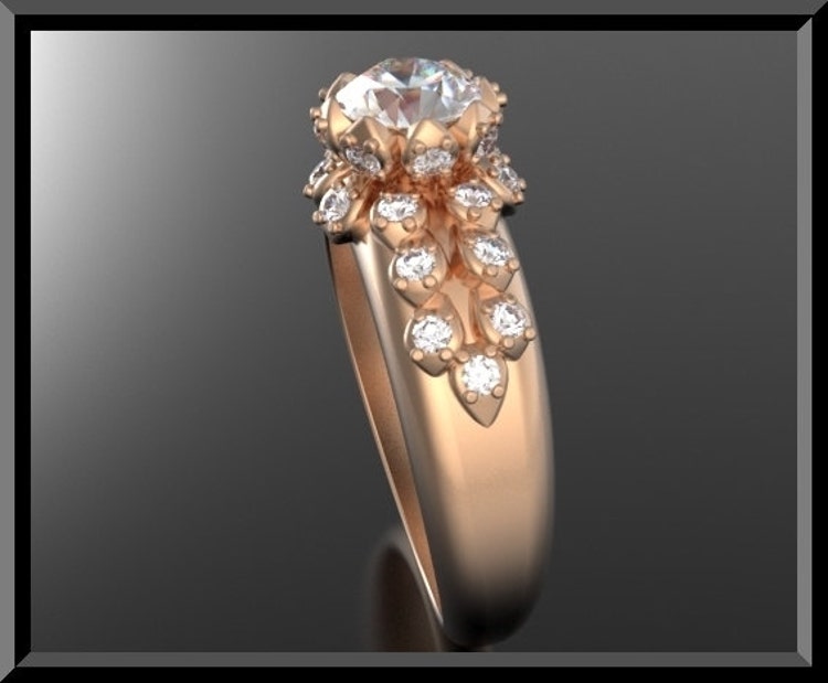 Unique Engagement RingDiamond Engagement by Vidarjewelry on Etsy