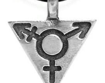 Pewter Transgender LGBT Gay Pride Triangle Pendant (306)