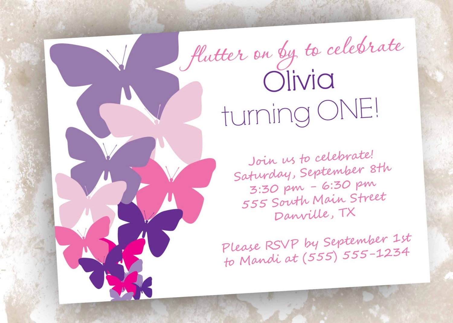 Butterfly Themed Birthday Party Invitations 2