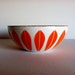 Fabulous Vintage Mid Century Modern Small Cathrineholm White and Orange Lotus Bowl