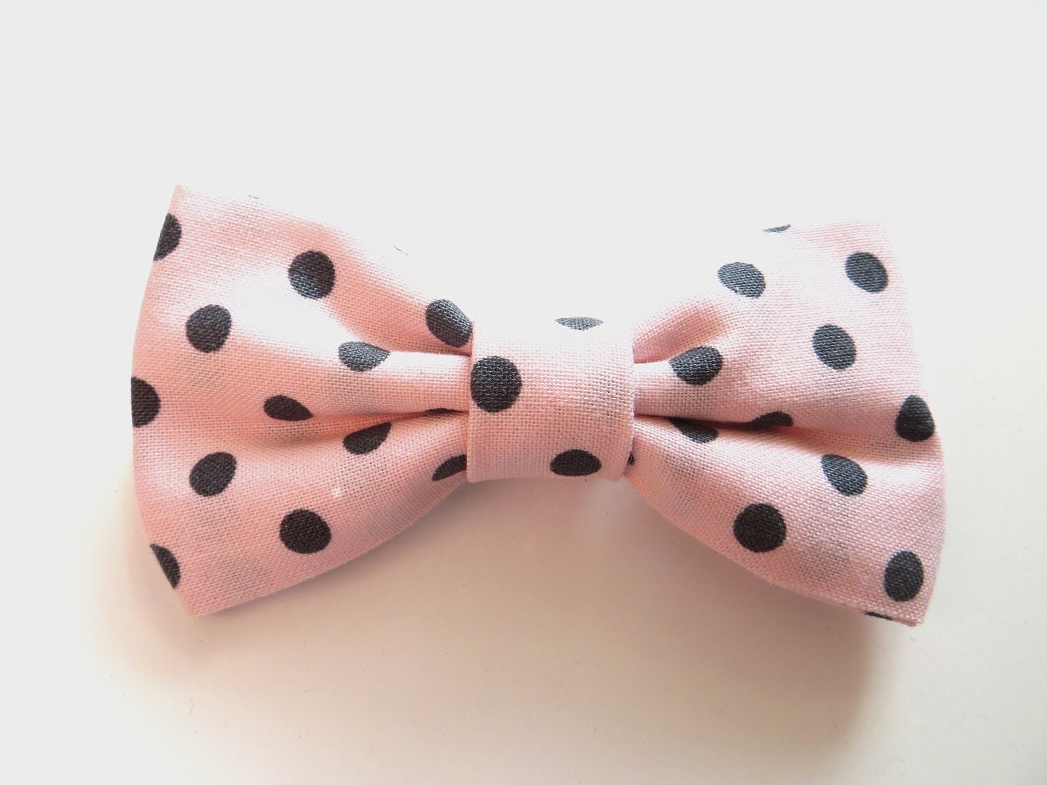 Boy's Bow Tie Pink With Gray Polka Dots in by TangledTiesBowTies