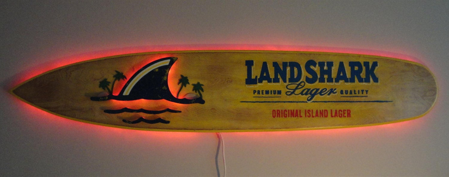 6ft ILLUMINATED LandShark Surfboard wall art by UnrefinedDesigns