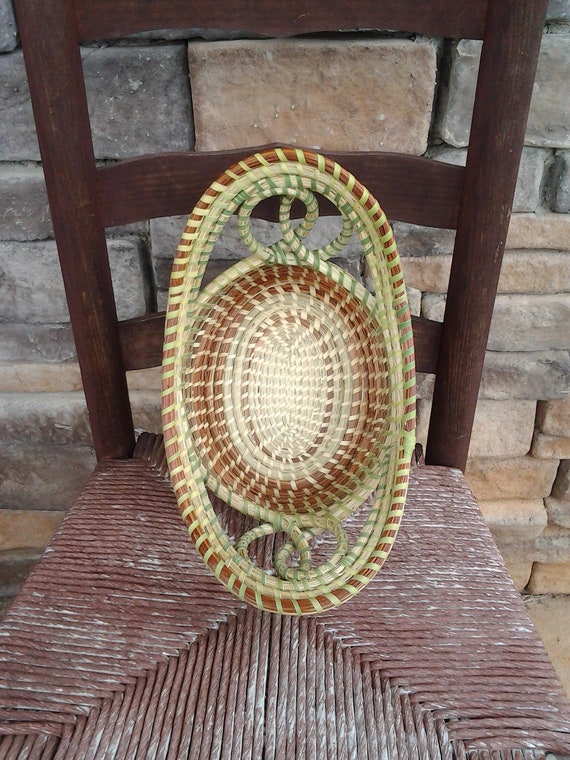 Charleston Gullah Sweetgrass 2 Loop Bread Basket