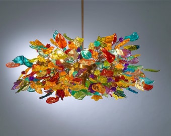 Lighting Colorful flowers and leaves Hanging Chandeliers for dinning room, modern and unique light for dinning table