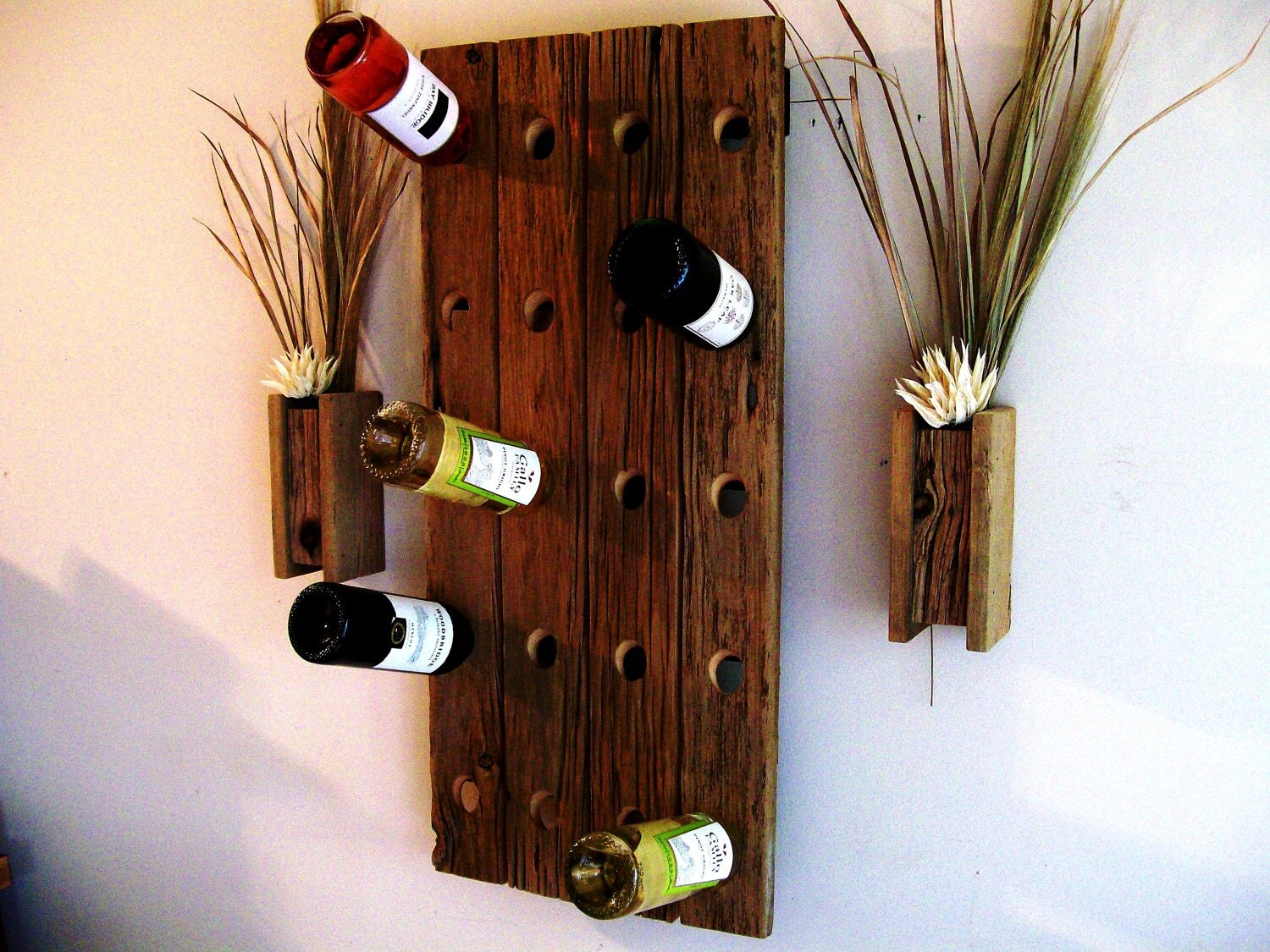 Rustic / Reclaimed / Barn Wood Wine Bottle Rack / Riddling