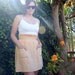 Sweet Light Orange Linen Cotton Blend Paperbag Waist A-line Patch Pocket Front Tie Back Smocked Waist Juniors Womens Mini Skirt Size Small
