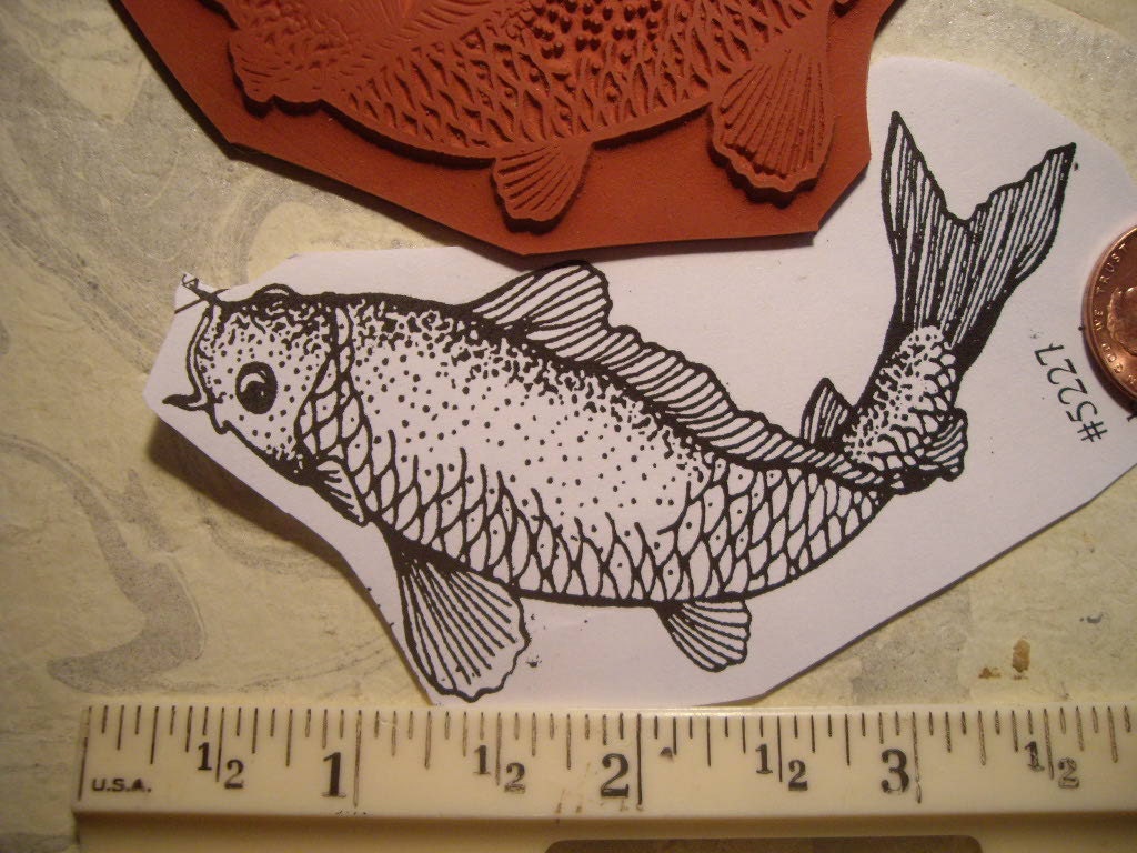 KOI fish gold fish rubber stamp un-mounted scrapbooking