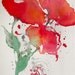 Semi Abstract Floral Original Watercolor Painting - Free shipping in US - Shabby Chic - Cottage Chic