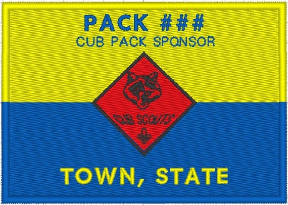 Embroidery pattern customized Cub Scout pack flag patch