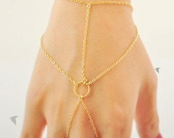 Simple Cable Chain With Round Link Center, Gladiators Bracelet Hand Bracelet Finger Bracelet Slave Bracelet