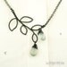 Black Thin Leaf Branch with 2 Green tea Sapphires, Black, Necklace
