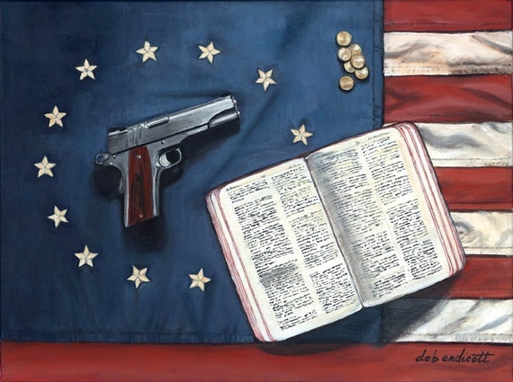 Items Similar To Flag, Gun, Bible, 