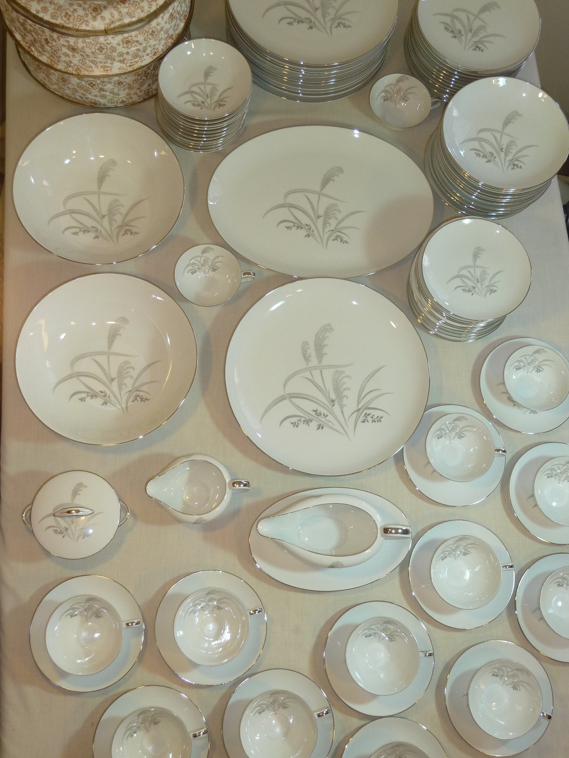 Antique Lamp Globes >> Wentworth Japan Silver Wheat China Set 98 Piece by Uniquefinds4you Antique Lamp Globes >> Wentworth Japan Silver Wheat China Set 98 Piece by Uniquefinds4you