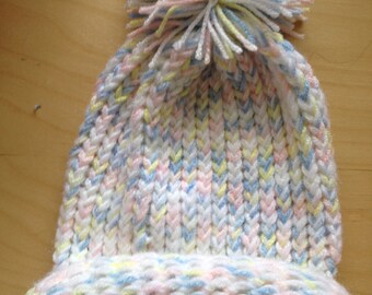 White and Multi Color Winter Hat