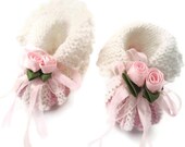 Pink Baby Shoes, Crochet Baby Booties, Hand knitted baby slippers, baby shoes, baby accessories. Baby shower gift.  Baby socks