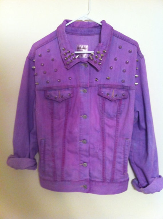 Purple studded denim jacket
