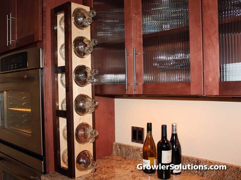 Growler Storage Tower Rack for Growlers Walnut Maple Storage