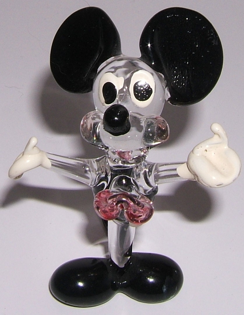 mickey and minnie glass figurines
