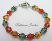 Spectacular Swarovski Crystal Bracelet with Intricate Silver Bali Beads Spectacular Swarovski Crystal Bracelet with Intricate Silver Bali Beads