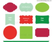 INSTANT DOWNLOAD - PSD, Vector, & Png Stitched Digital Christmas Labels Frames Clip art, gift tags, scrapbooking Il_170x135