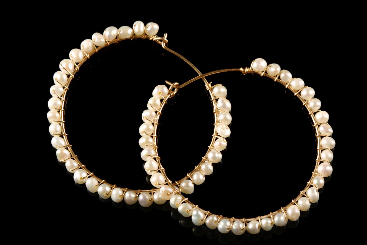 Pearls hoops earring 14K gold filled