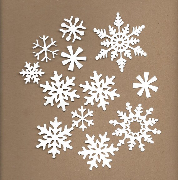 12 assorted White Snowflakes Cricut Die Cuts