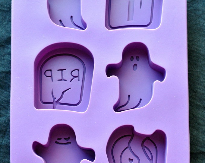 Halloween Special: Silicone Soap Molds Cup Cake Muffin Pudding Molds - 6 Halloween Ghost Tombstone