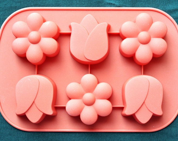 Flexible Silicone Silicon Soap Molds Cake Molds Pudding - 6 Sunflower Tulip