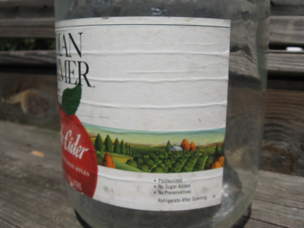 one gallon jug indian summer apple cider jar vintage glass