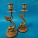 Vintage Brass Asian Fish Candle Holder Set