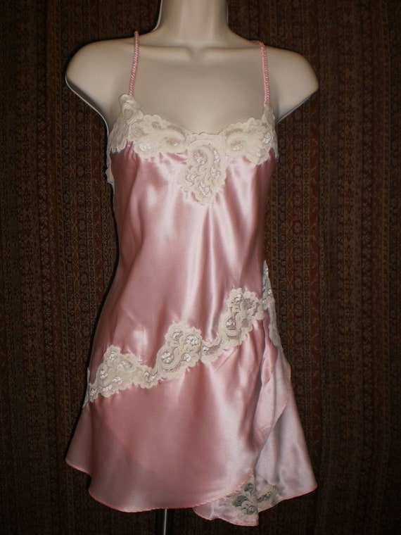 Vintage Victoria's Secret Pink Satin Chemise Nightgown