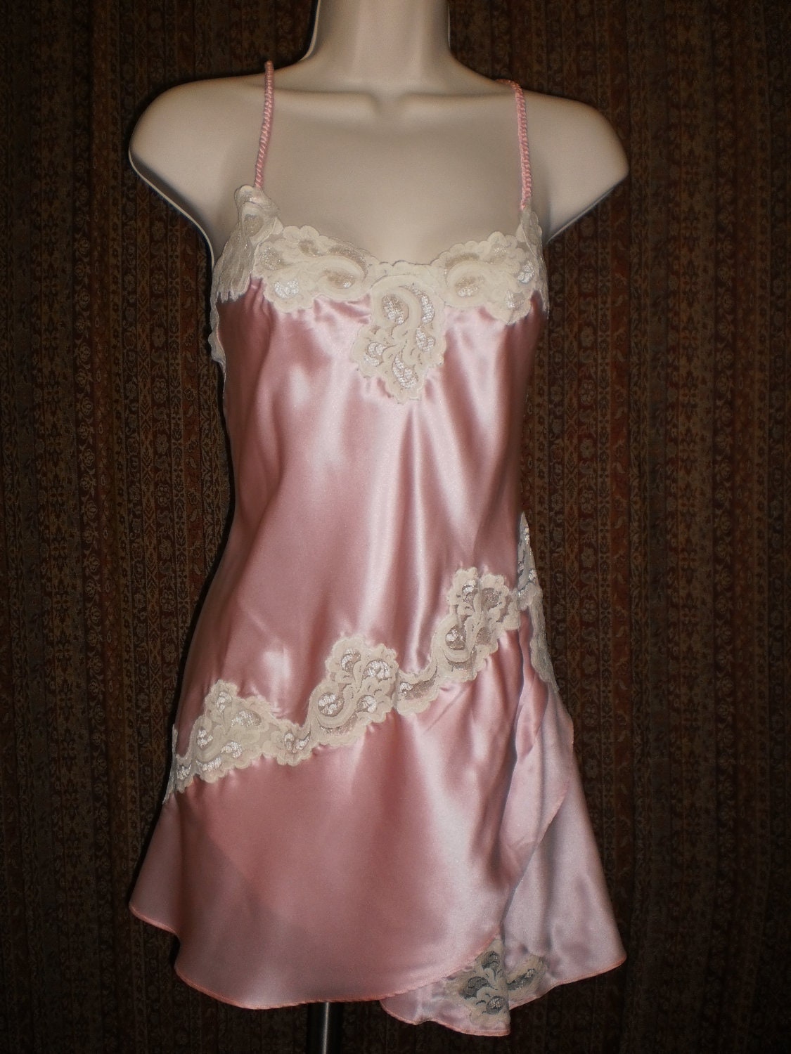 Vintage Victorias Secret Pink Satin Chemise Nightgown