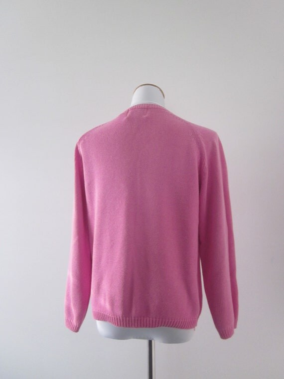 Vintage Hot Pink Sweater Bubblegum Pink Cotton Sweater