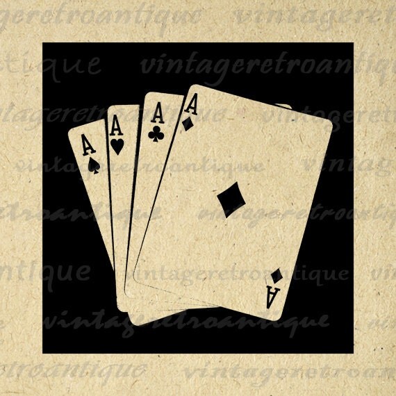 Digital Four Aces Graphic Printable Poker by VintageRetroAntique