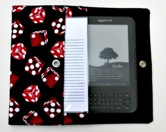iPad Mini, Kindle, Nook, Kobo, Sony Reader, Samsung Galaxy, Small eReader Padded Case (READY TO SHIP) - Dice
