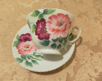 Pink Floral Cup and Saucer Set - Merit Occupied Japan China