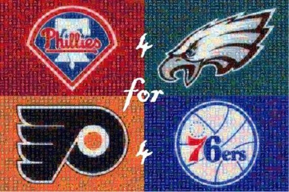 Items similar to 4 for 4 Philadelphia Mosaic Eagles, Phillies, Flyers ...