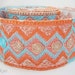 Embroidery Lace Trim, Border, Indian Style, Orange, Blue, Gold Thread - 1 meter