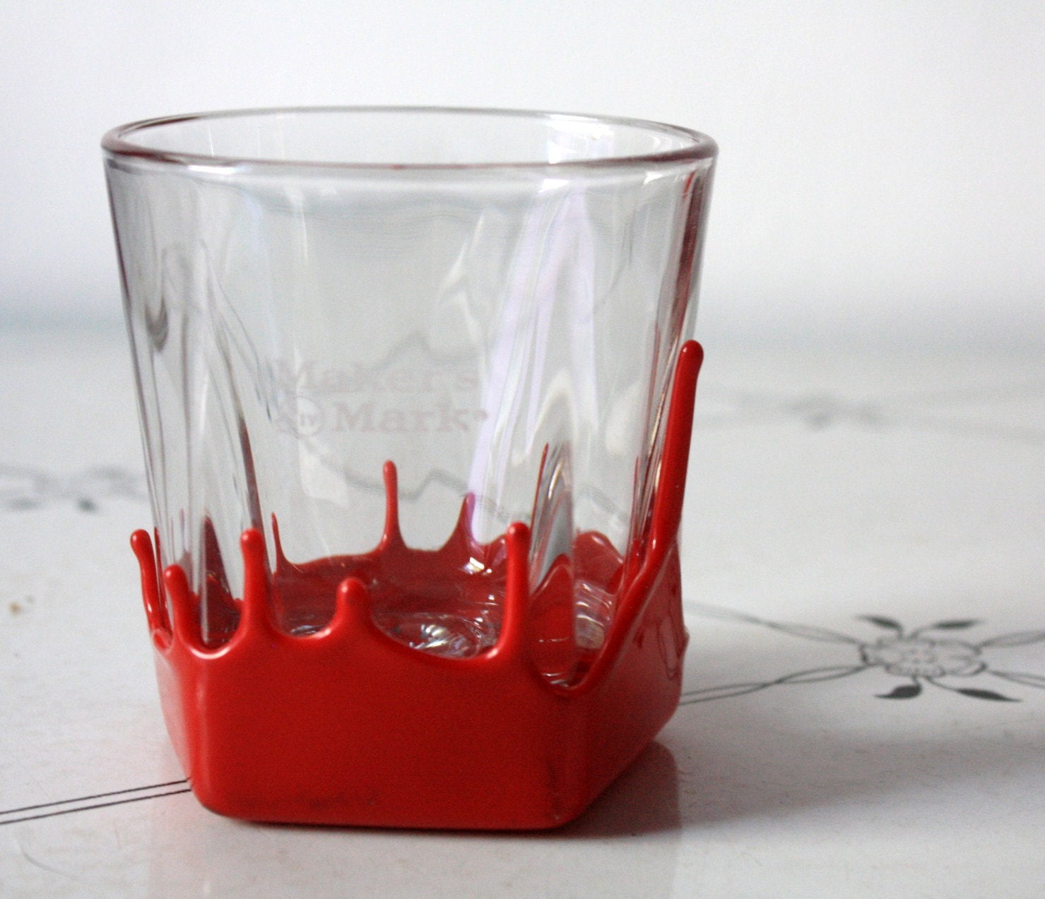 Maker's Mark Rock Glasses with Red Wax Pair