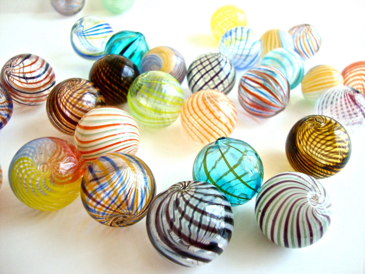 BIG SALE 9 pcs Assorted Colored Handblown Hollow Glass Beads