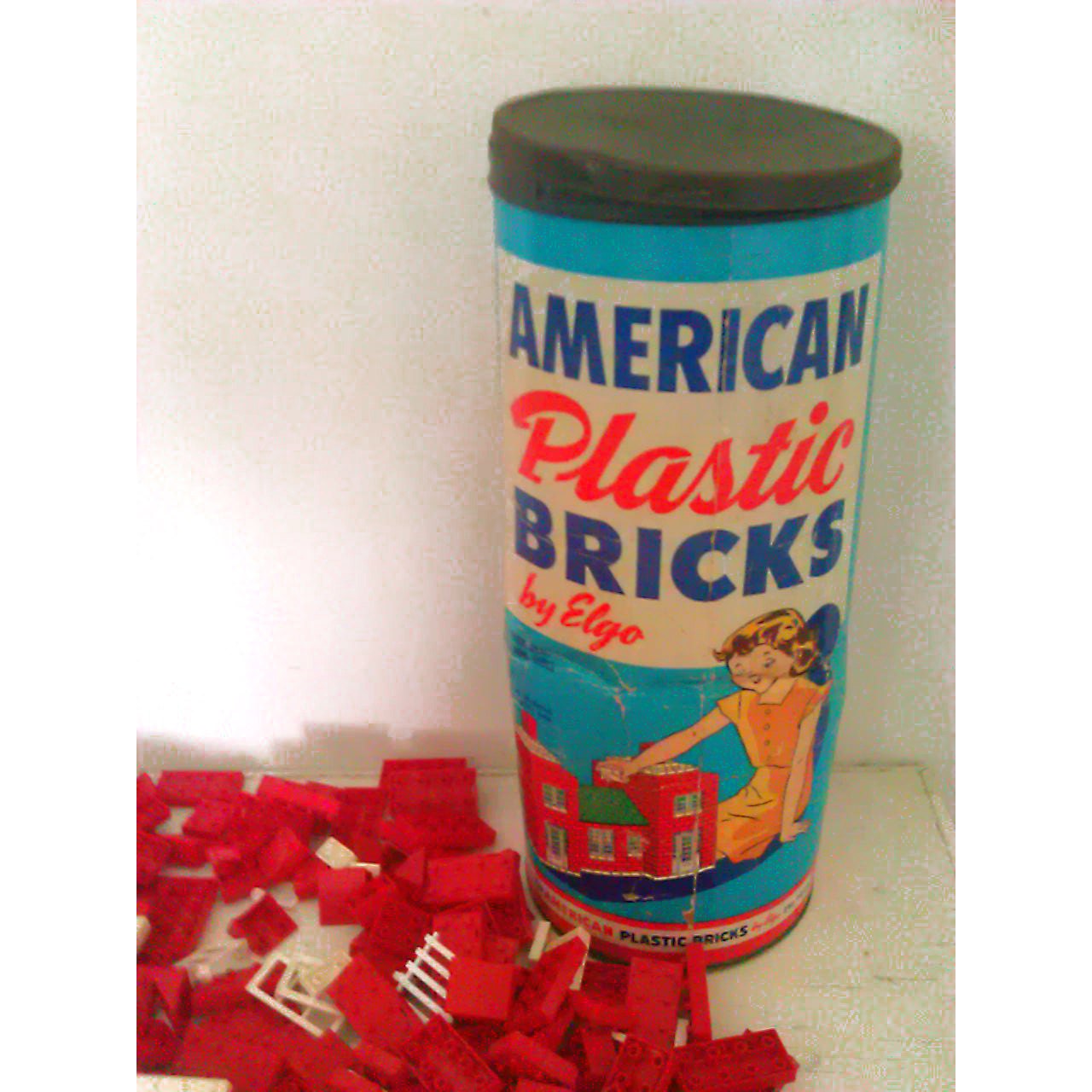 Vintage American Plastic Bricks Red Brick Building Blocks by