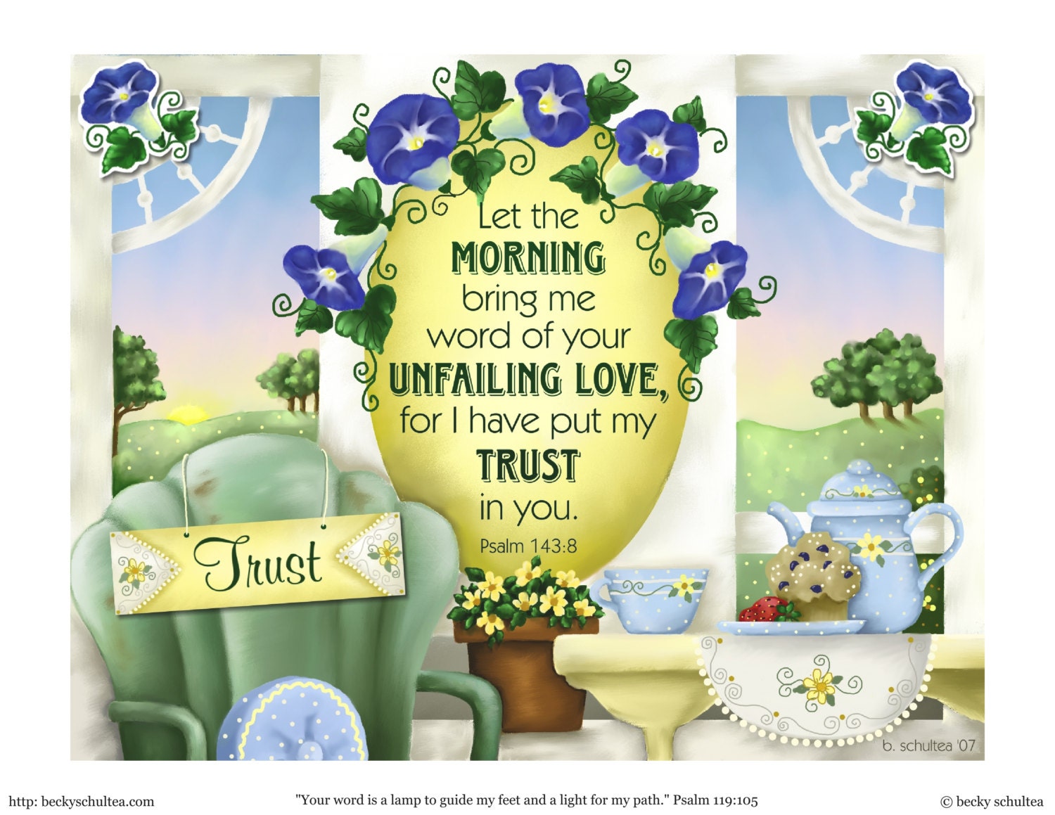 INSTANT DOWNLOAD Printable Scripture Illustration Morning on