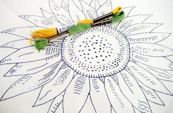sunflower pattern diy embroidery kit embroidered napkin