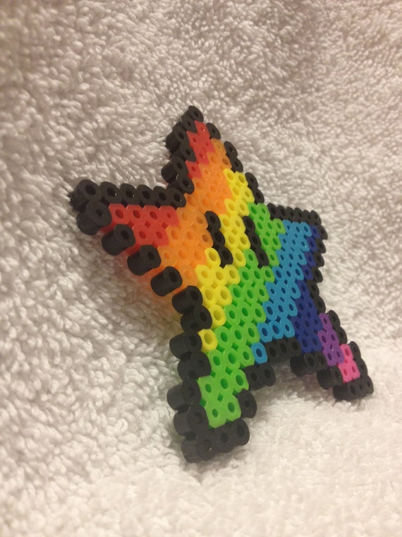 Items similar to Super Mario Rainbow Star- Perler Bead Art on Etsy