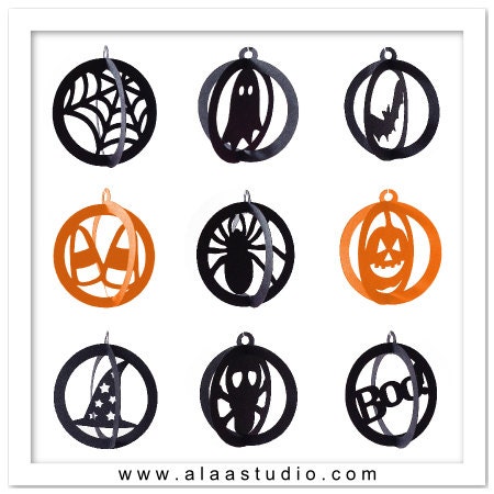 3D Halloween fall hanging ornaments cutting files templates in