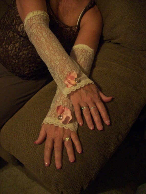 Lovely in Lace Vintage Lace Arm Decor Shabby by UpcycledRose