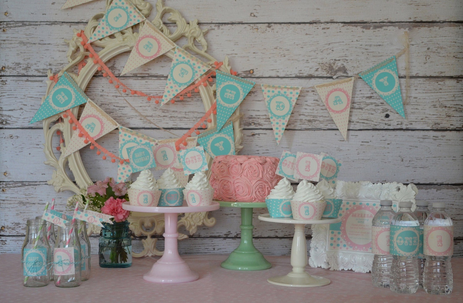shabby chic green turquoise pink girly polka by shabby chic green turquoise pink girly polka by