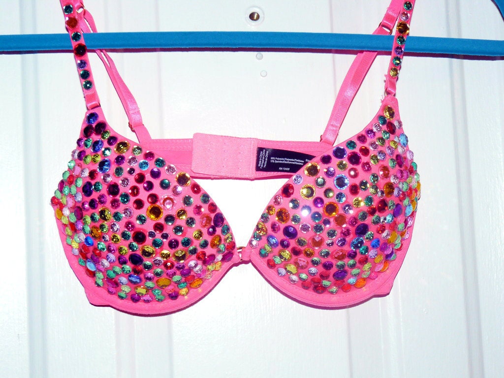 Rainbow Rhinestone Bra